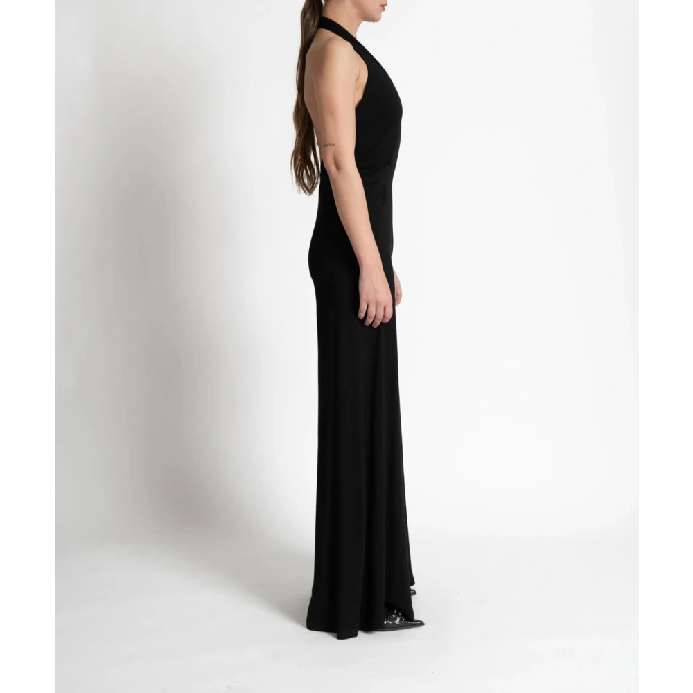 Kaos Lange Jersey Jumpsuit met Plooien Black Dames