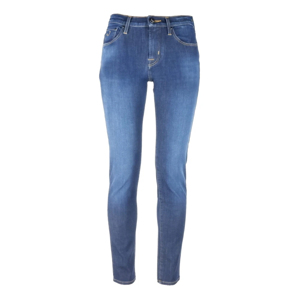 Jacob Cohën Mönstrad Foulard Detalj Slim Jeans Blue, Dam