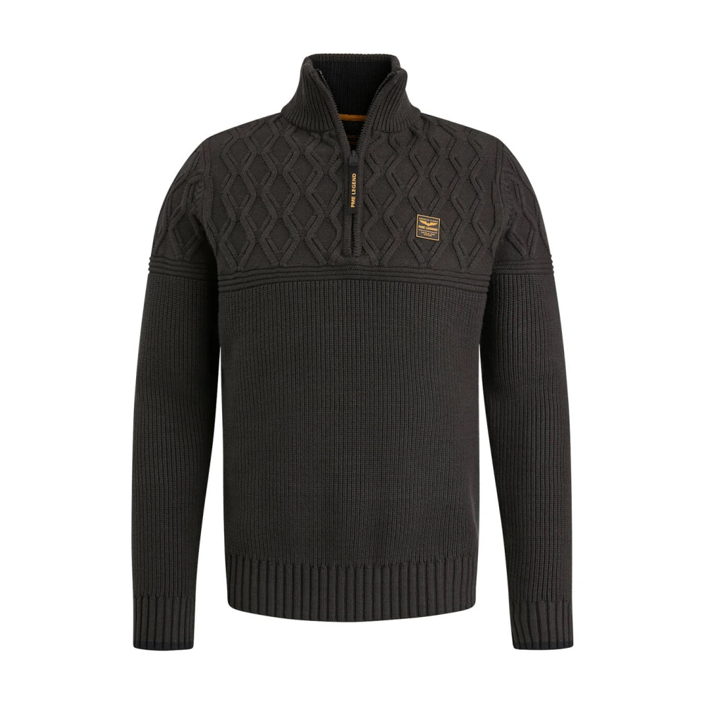 PME Legend Heren Turtleneck Sweater met Halve Rits Black Heren