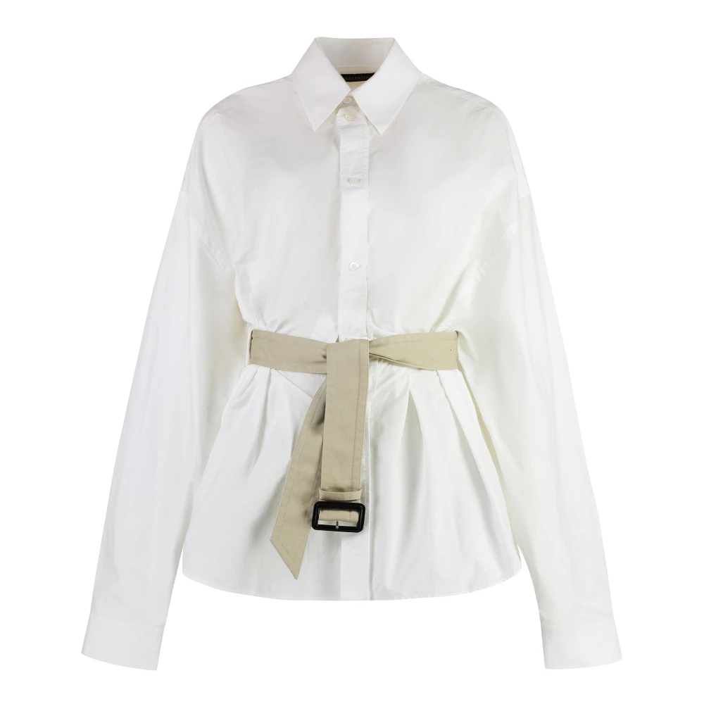 Balenciaga Katoenen overhemd met bijpassende tailleband White Dames