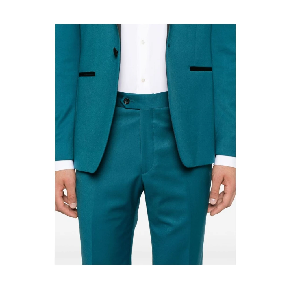 Reveres 1949 Turquoise Blazer met Broek Set Blue Heren