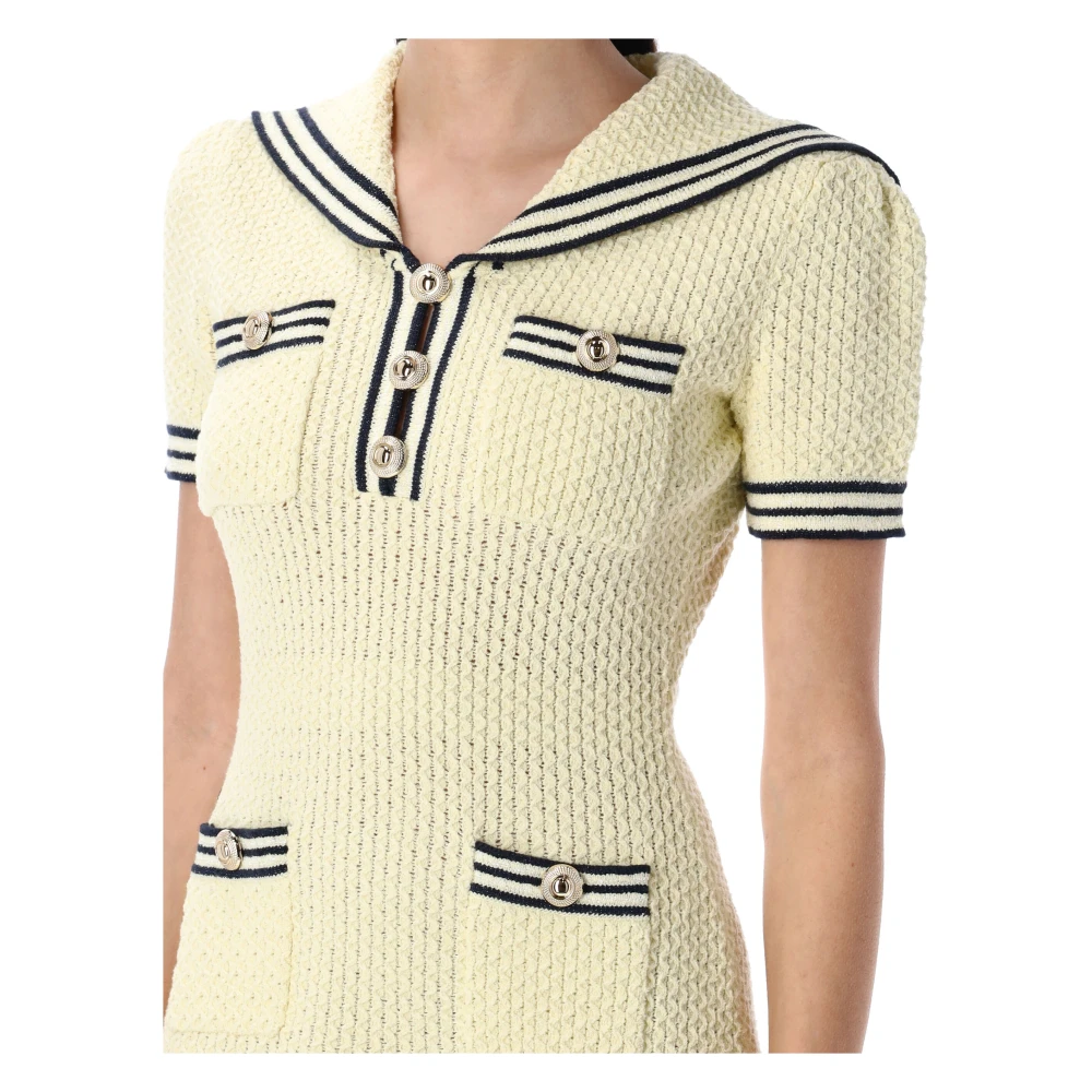 Self Portrait Mini Gebreide Jurk Yellow Dames