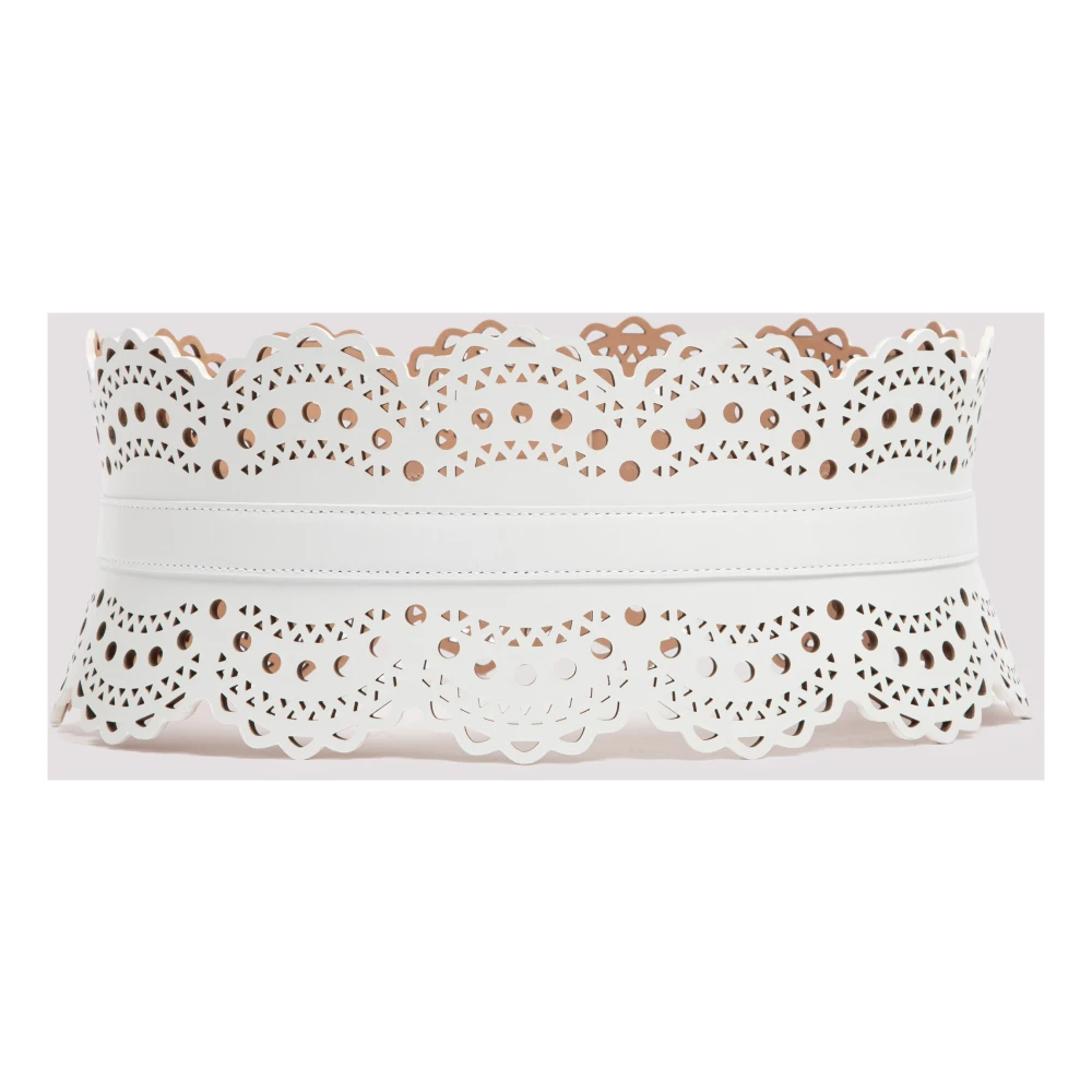 Alaïa Wit Openwerk Leren Korsetriem White Dames