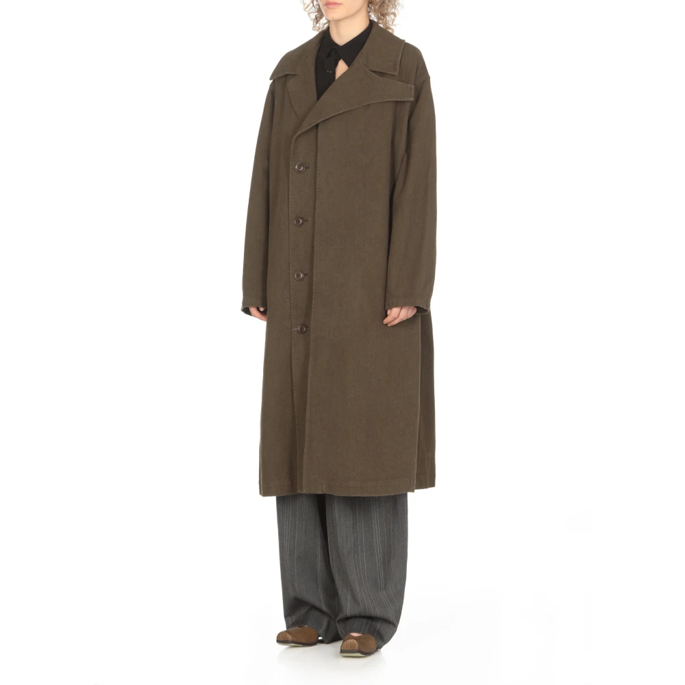 Y-3 Bruine Katoenen Linnen Jas Vrouw Brown Dames
