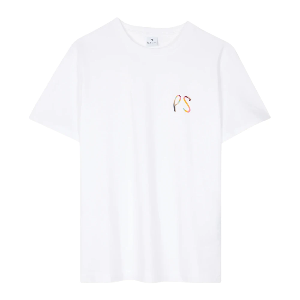 PS By Paul Smith Biologisch Katoenen Gestreept Logo T-shirt White Dames