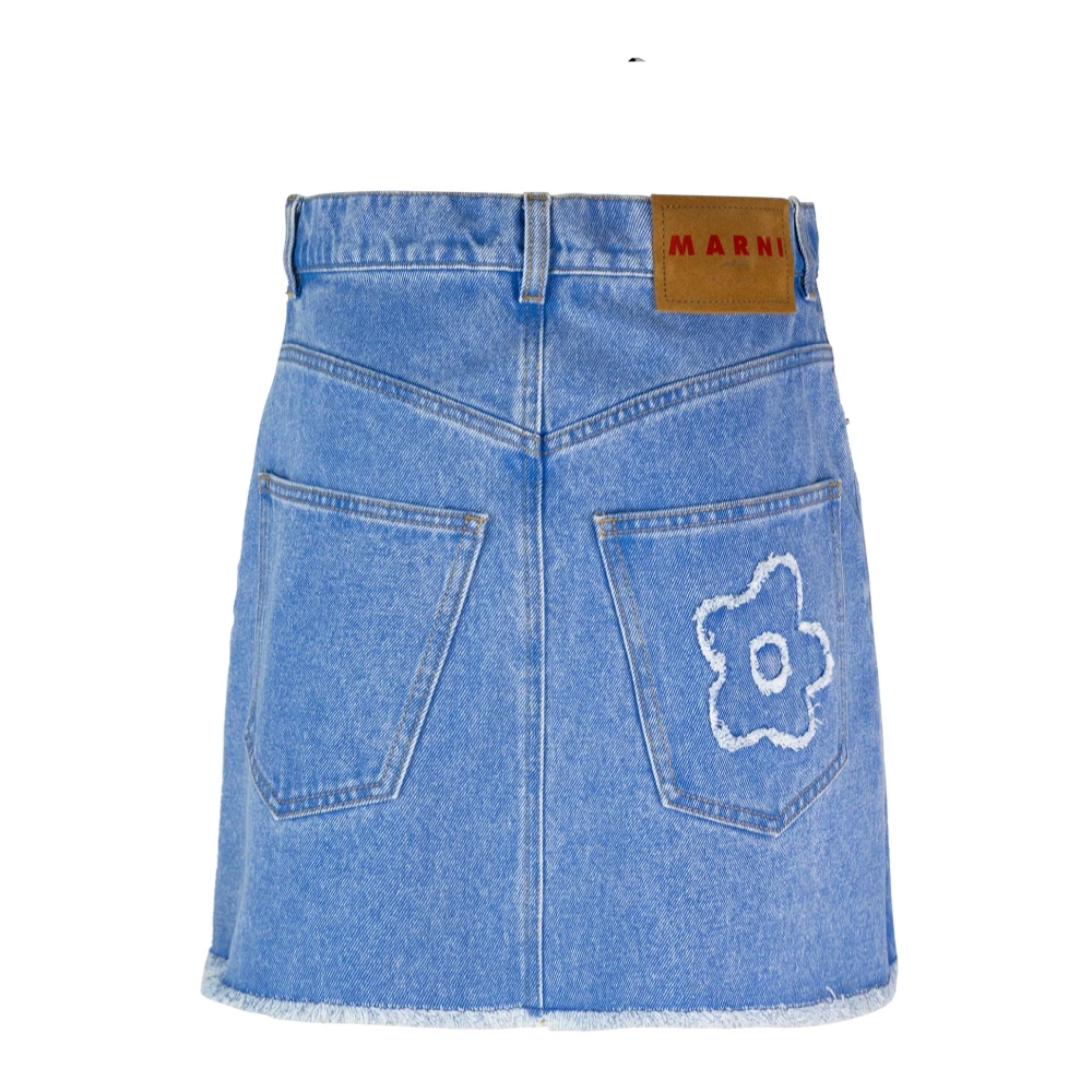 Marni Denim Mini Rok met Geborduurde Patches Blue Dames