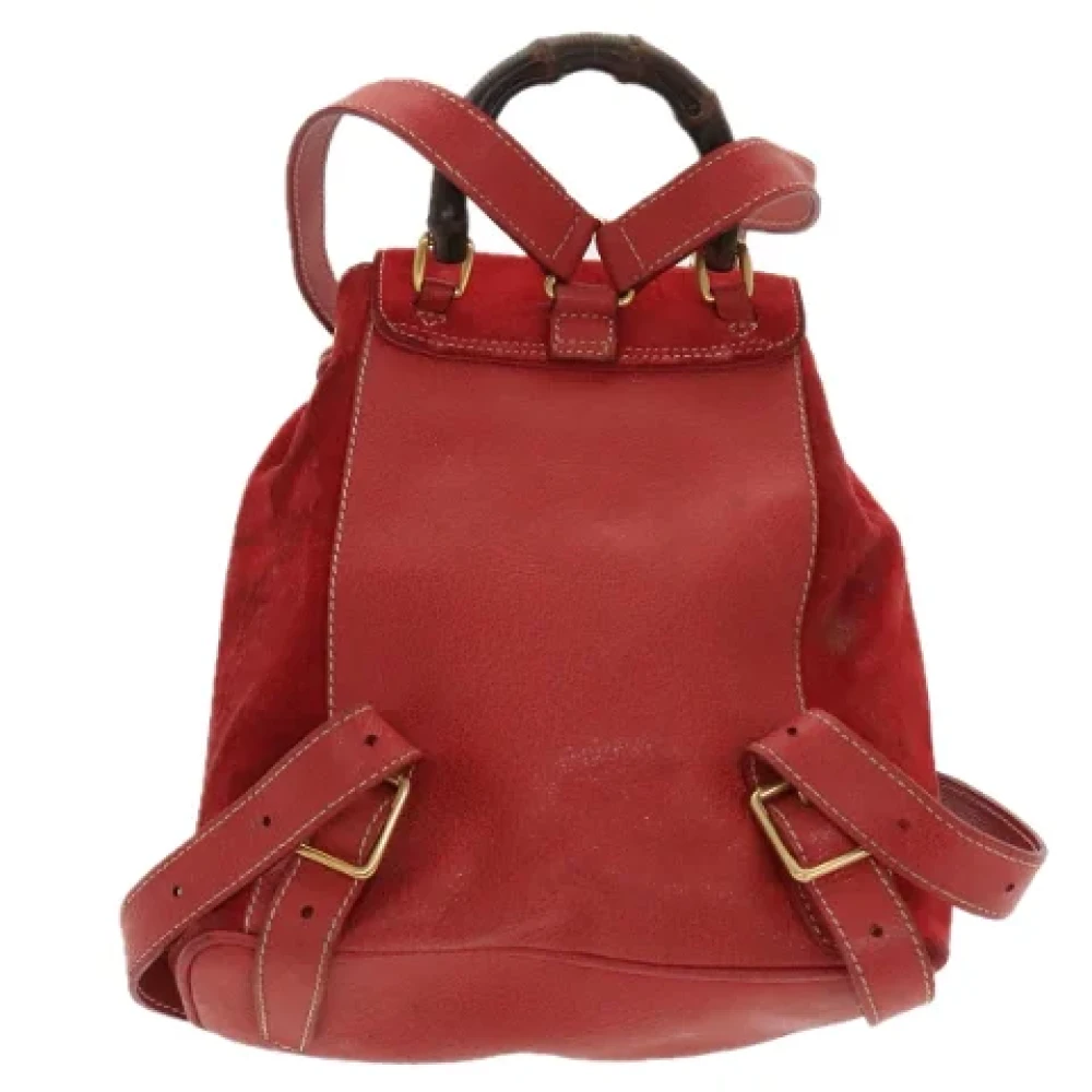 Gucci Vintage Pre-owned Suede backpacks Red Dames