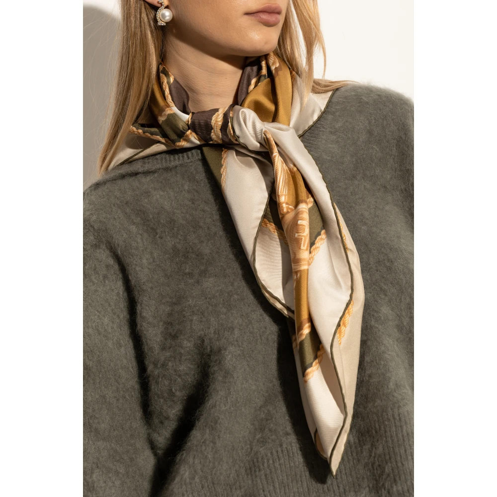 Salvatore Ferragamo Zijden sjaal met print Brown Dames