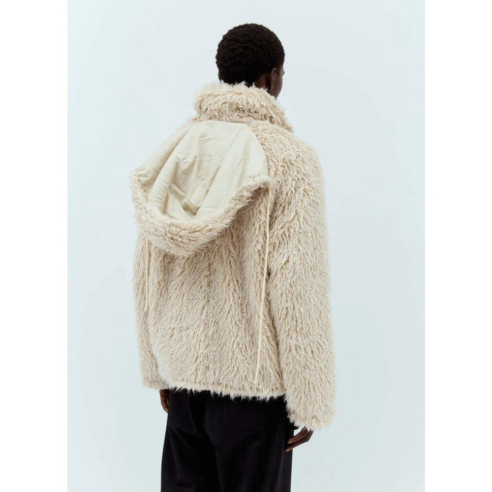 Marni Gezellige Hooded Gebreide Jas Beige Heren