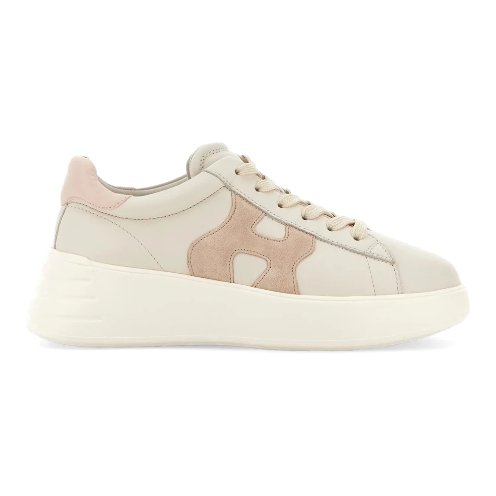 Hogan Women's Beige Sneakers, 7 Uk, Iconic Rebel Trainers In Ivory