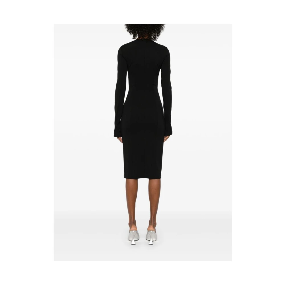 The Attico Zwarte Jurk met Rits aan de Voorkant en Dartdetails Black Dames