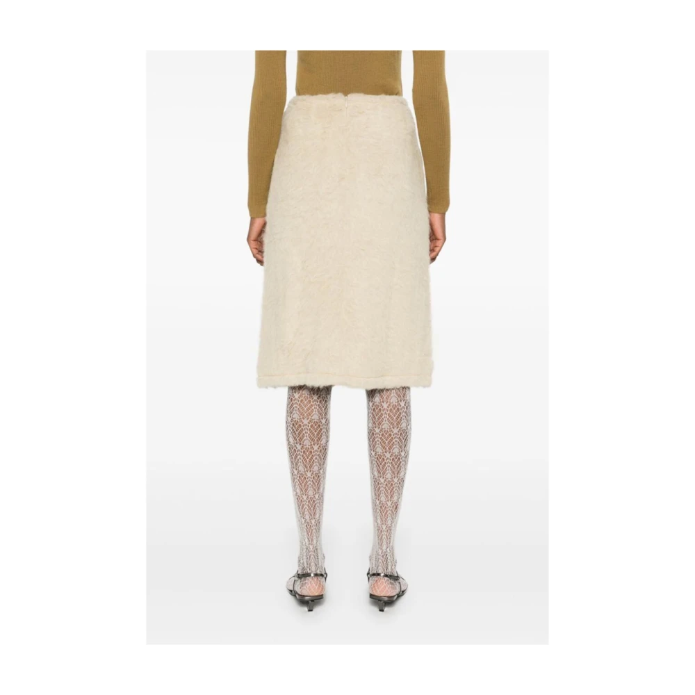 Dries Van Noten Elegante Zwarte Rok Beige Dames