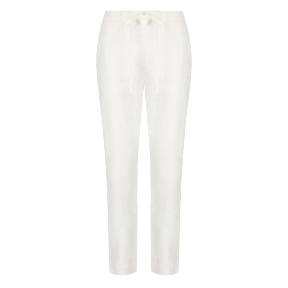 Max Mara Women's White Slim-Fit Trousers, M, Cotton Straight Cut Trousers