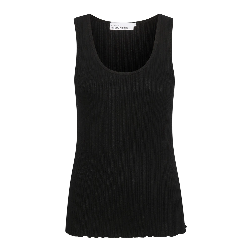 Karen by Simonsen Rynkad Kant Tank Top Meteorit Black, Dam