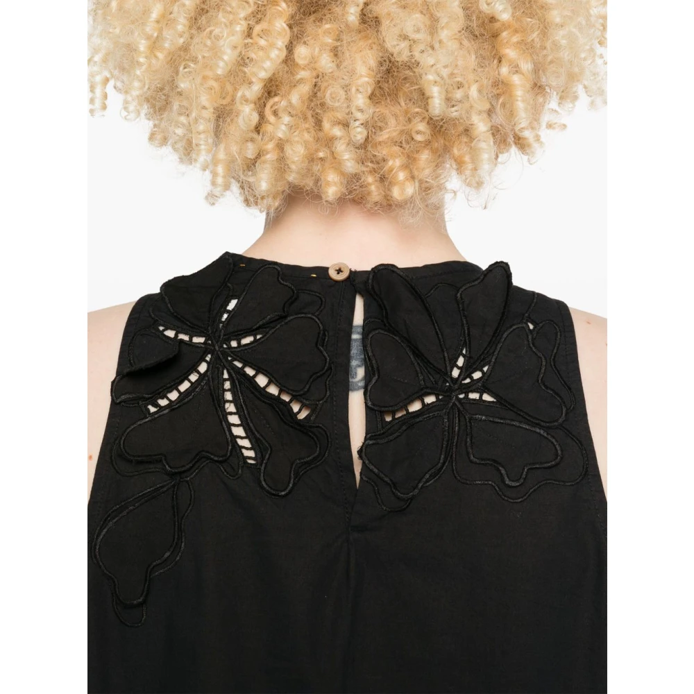 Forte Zwarte Top met Sleutelgatdetail Black Dames