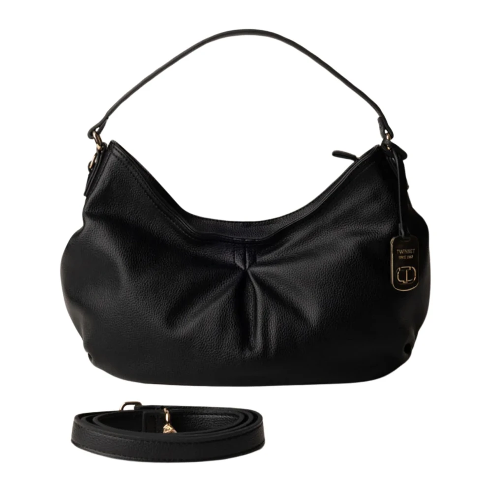 Twinset Stijlvolle Schoudertas met Logohanger Black Dames