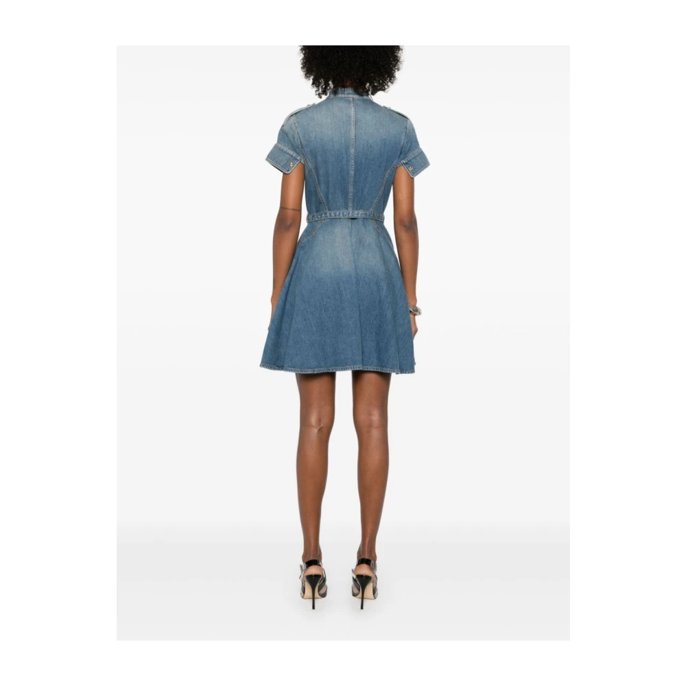 alexander mcqueen Blauwe Denim Overhemdjurk Uitlopend Blue Dames