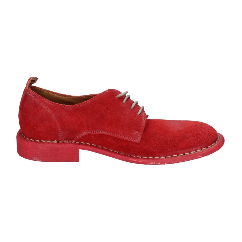 Moma Women's Red Elegant Suede Laced Flats - Laced Shoes - 4 Uk - Shoes