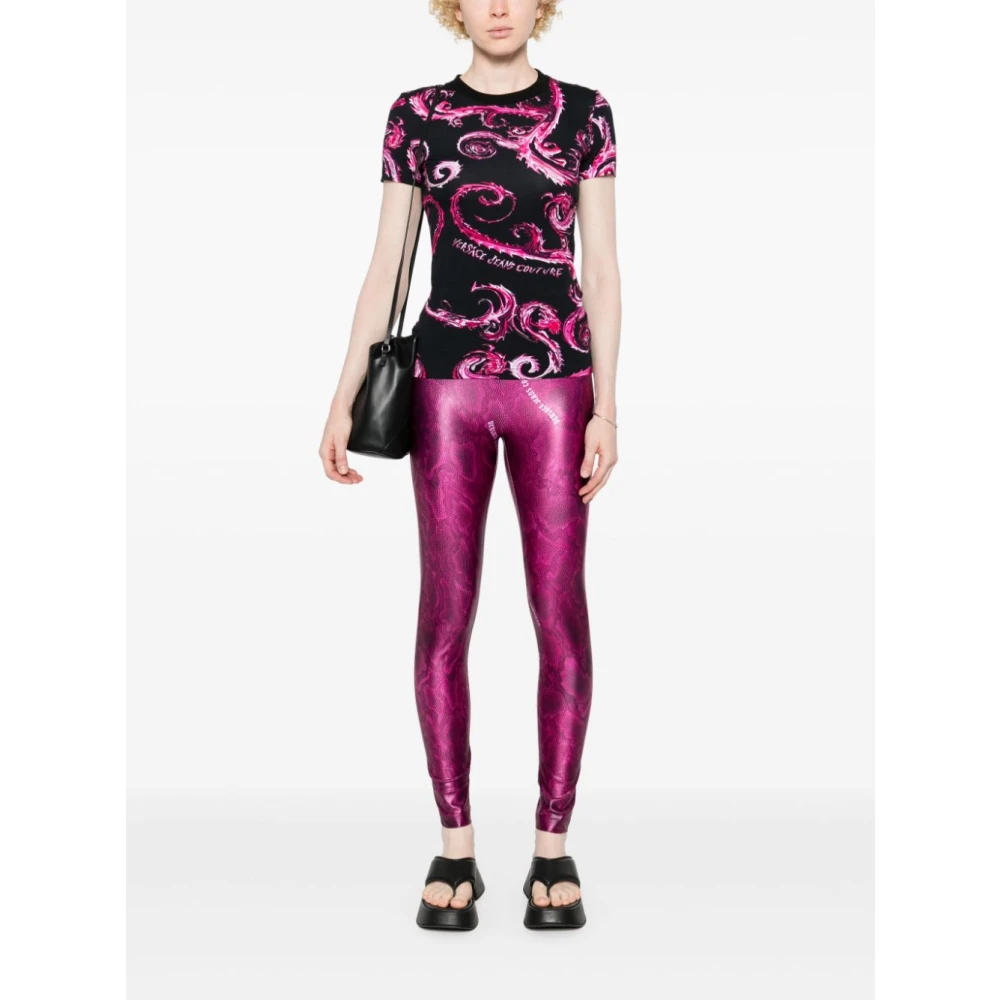 Versace Jeans Couture Zwarte T-shirt voor vrouwen Aw24 Multicolor Dames