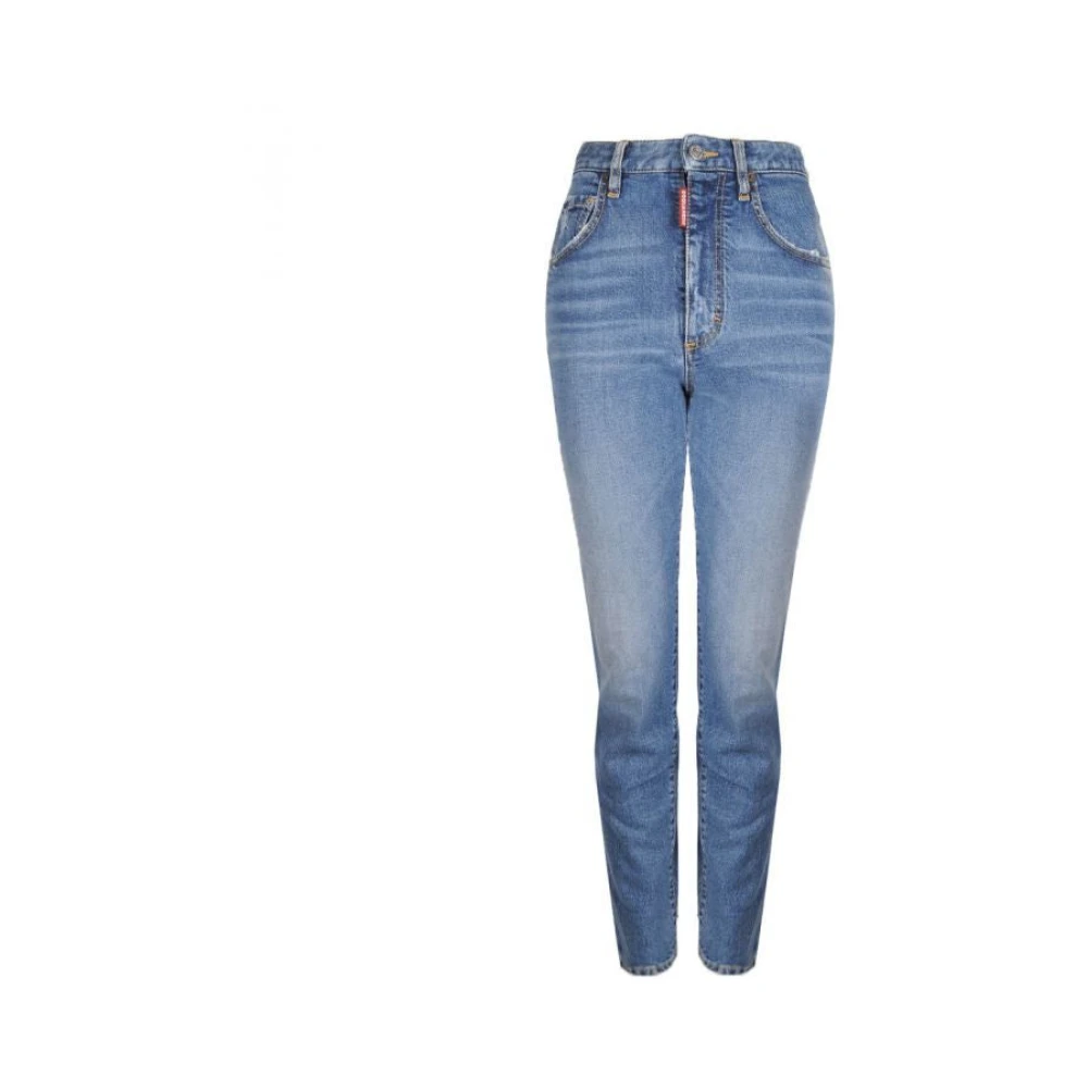Dsquared2 Hoge Taille Distressed Jeans Blue Dames
