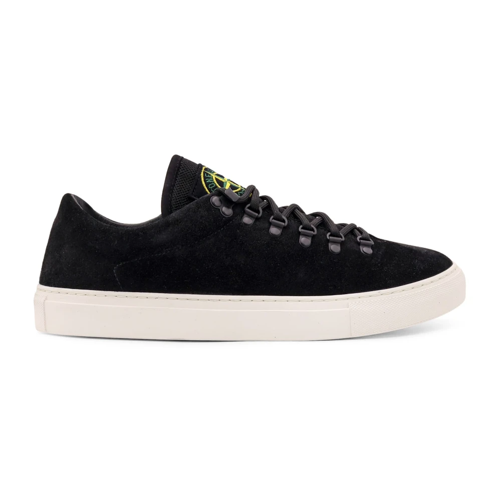 Stone Island Suede Low-Top Sneakers met Veters Heren Schoenen Zwart