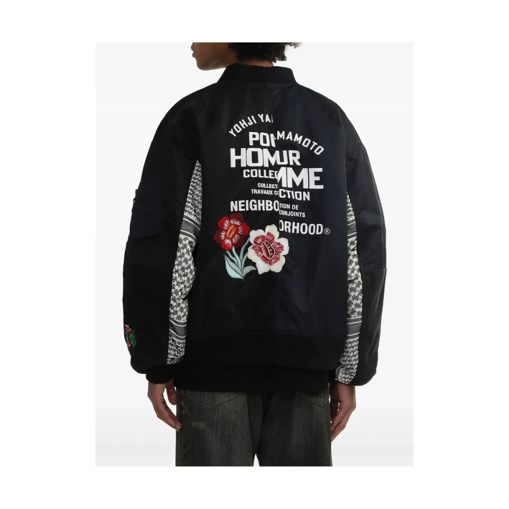 Yohji Yamamoto Zwarte Grafische Print Ritsjas Black Heren
