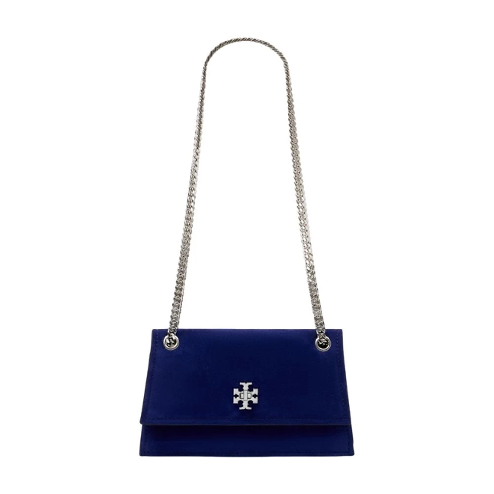 Tory Burch Women's Blue Mini Kira Turnlock Suede Shoulder Bag
