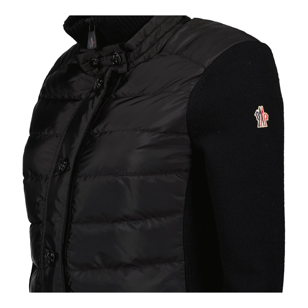 Moncler Zwarte bi-materiaal jas voor vrouwen Black Heren