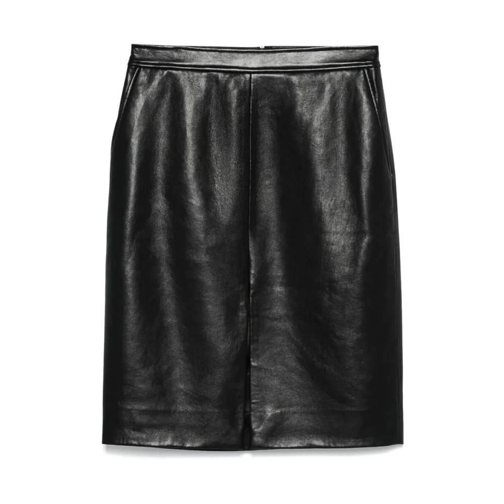 Anine Bing Zwarte kokerrok met split Black Dames
