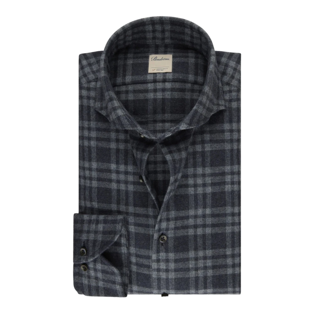Stenströms Navy Checked Flanellen Overhemd Multicolor Heren