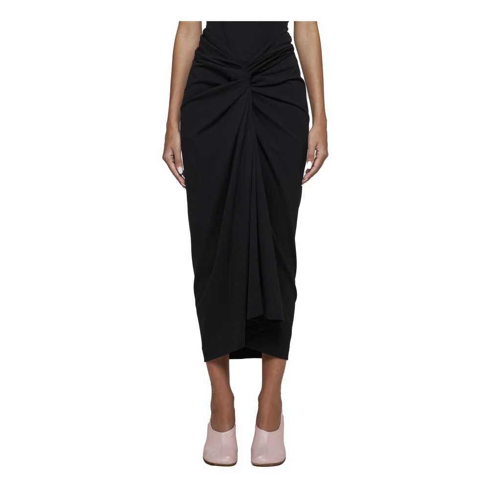 Dries Van Noten Zwarte Sarong-Stijl Gedrapeerde Rok Black Dames
