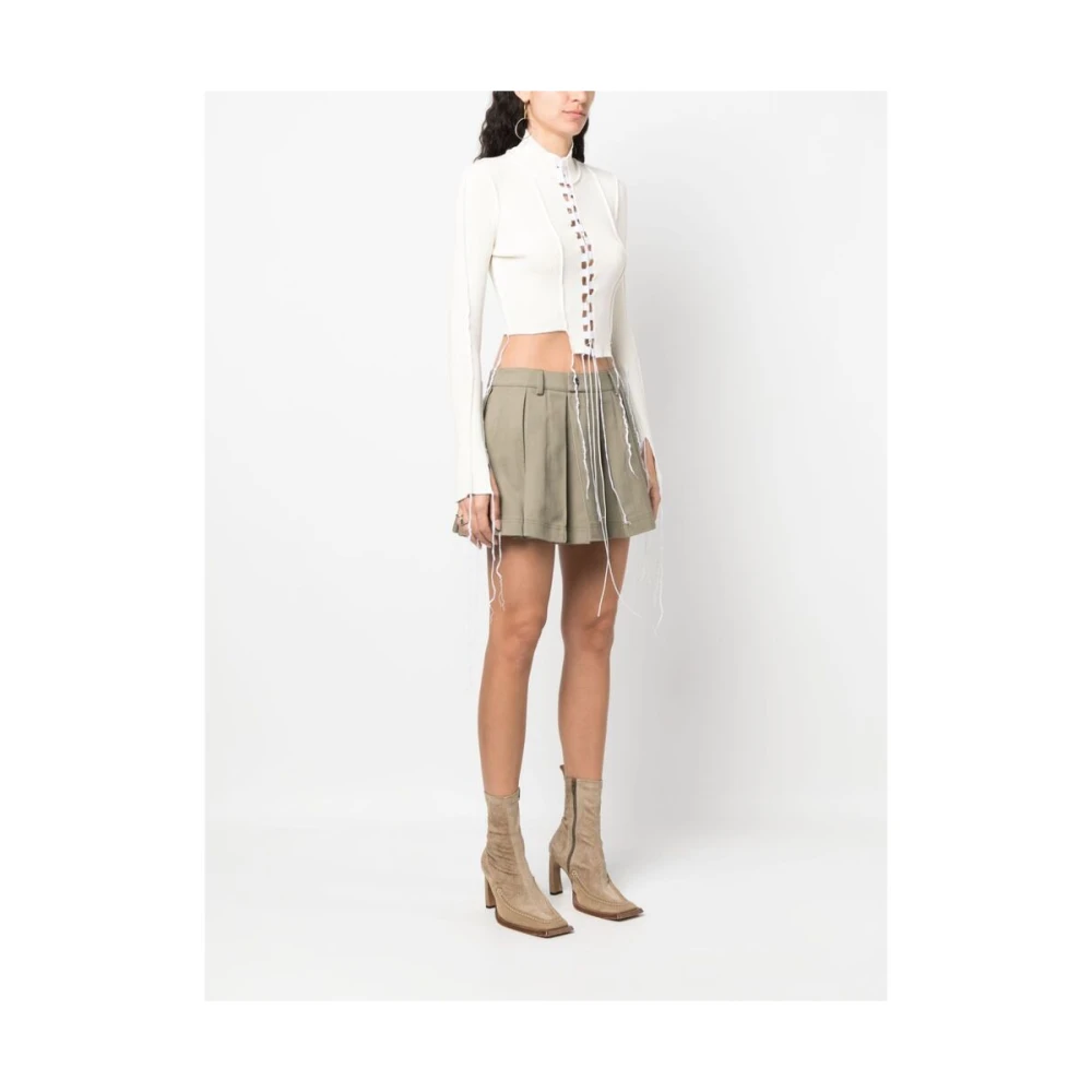 Julfer Geribbelde Crop Top Beige Dames