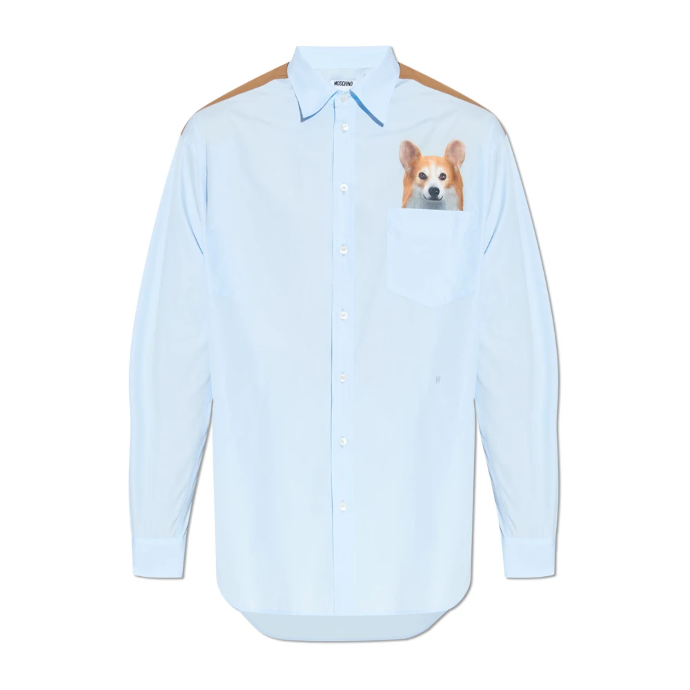 Moschino Uomo Blu Maglietta Con Stampa