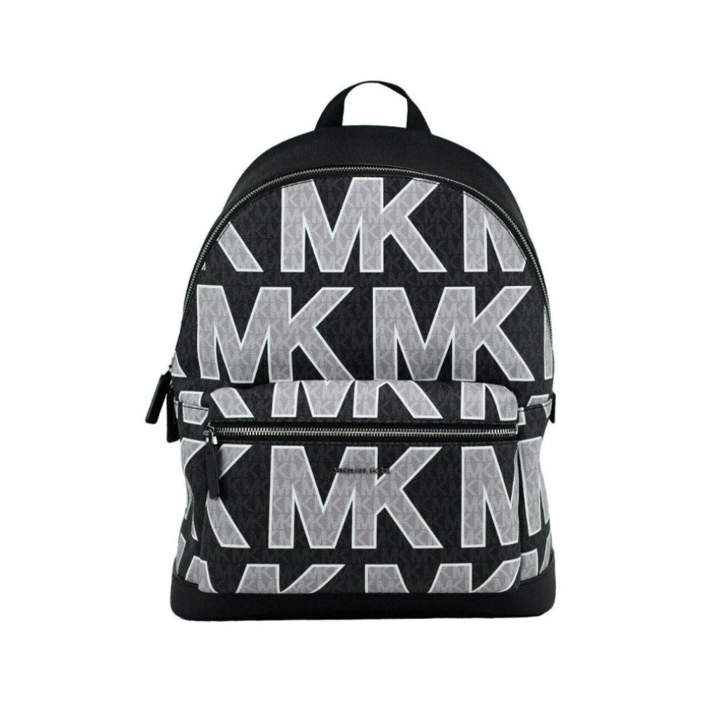 Michael Kors Cooper Black Signature PVC Graphic Logo Backpack Bookbag Bag Black, Dam