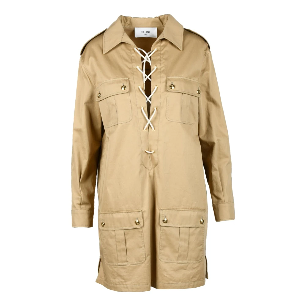 Celine Katoen Linnen Jurk Beige Dames