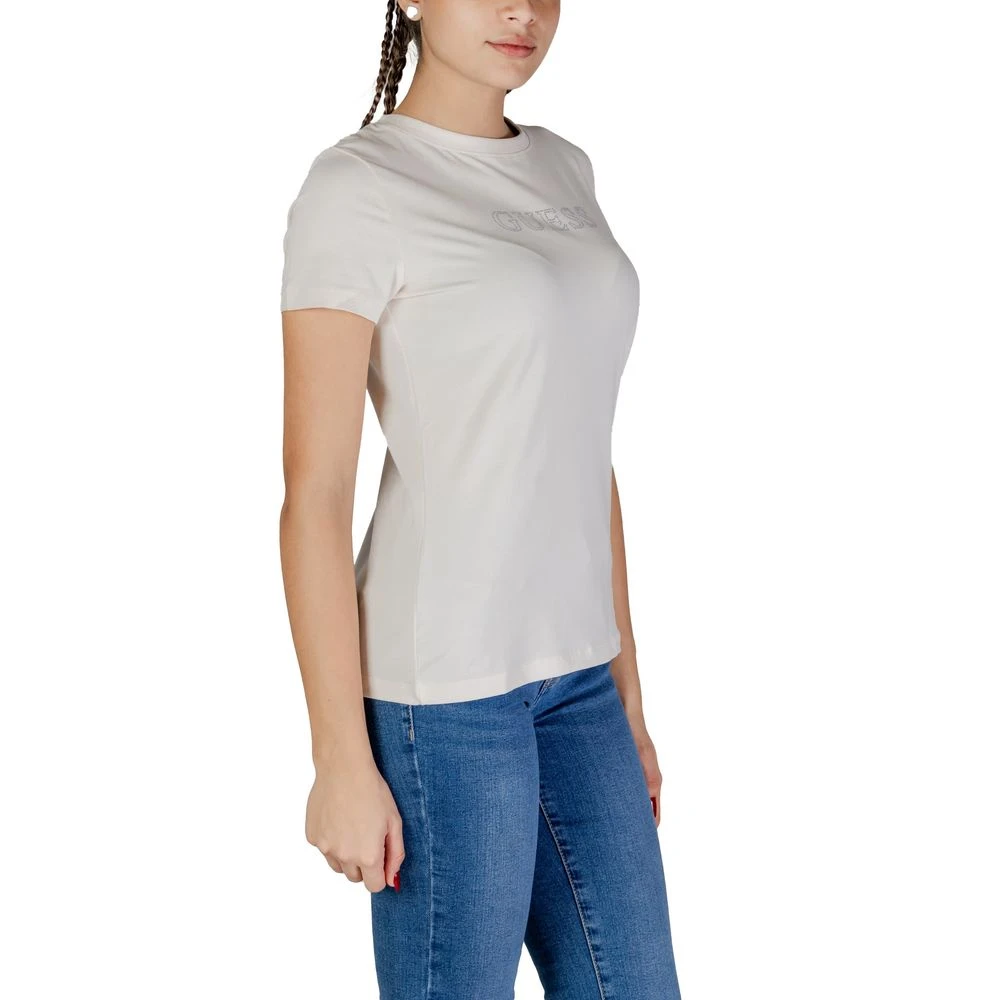 Guess Crème Katoenen T-shirt Lente Zomer Collectie White Dames