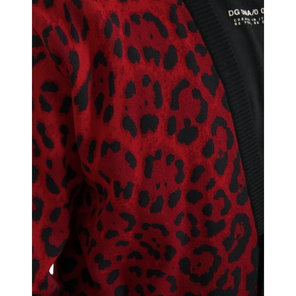 Dolce & Gabbana Rode Luipaard Cardigan Sweater Red Heren