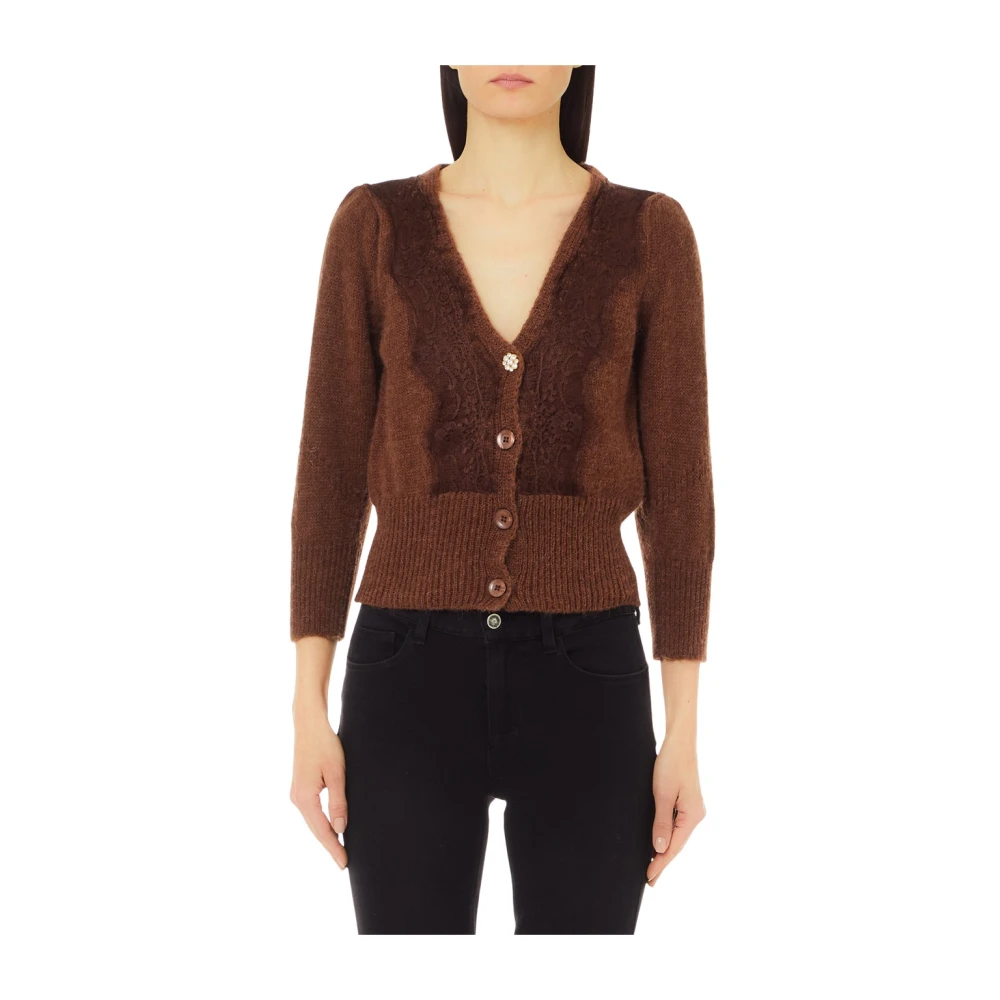 Liu Jo Korte Bruine Cardigan Sweater Brown Dames