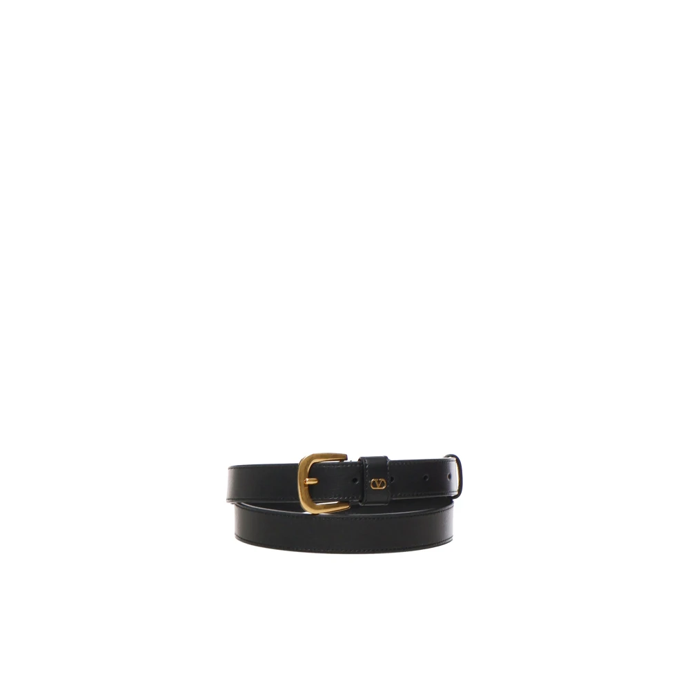 Valentino Garavani Zwarte leren riem met Vlogo Signature Black Heren