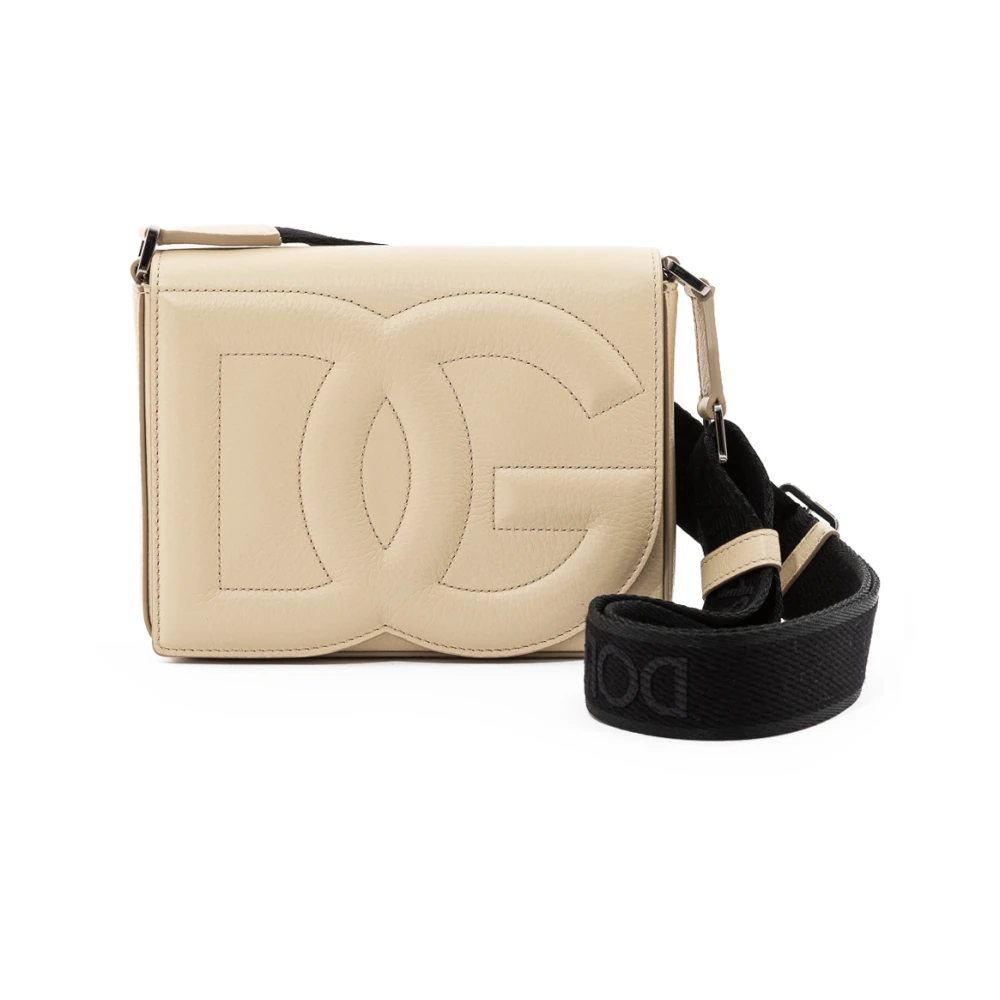 Dolce & Gabbana Stijlvolle Leren Crossbody Tas Beige Heren