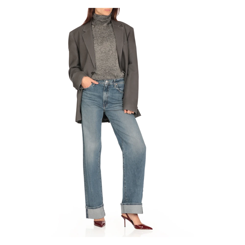 Mother Blauwe Katoenen Jeans met Riemlussen Blue Dames