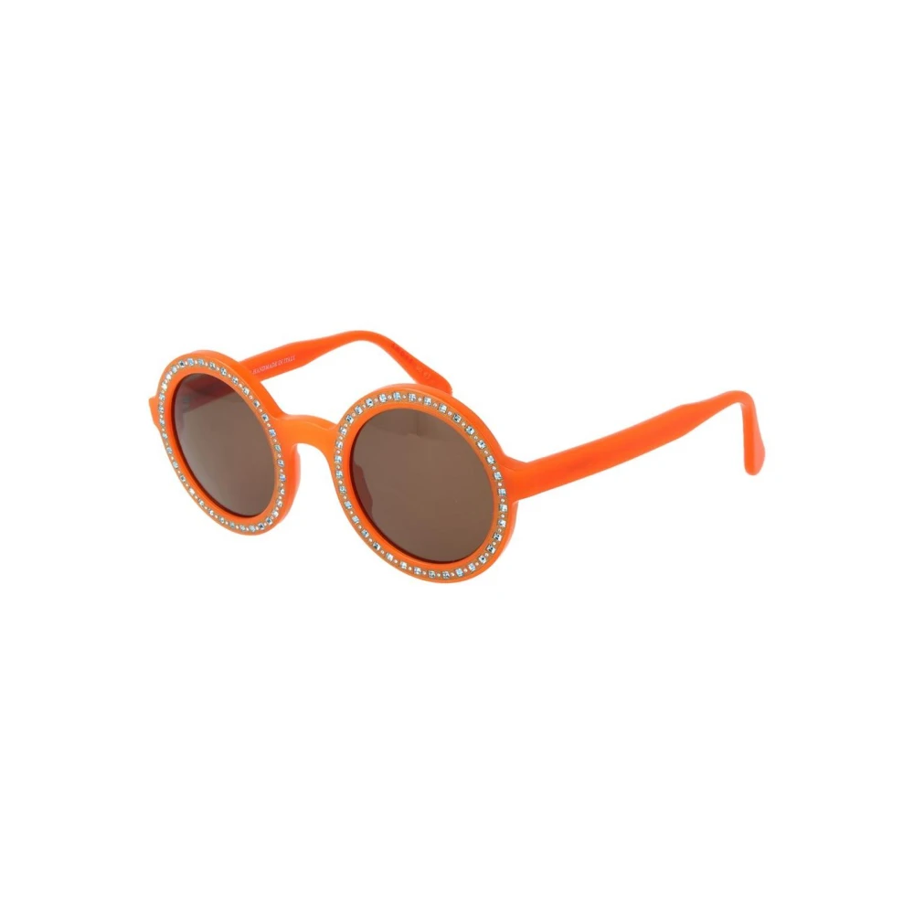 Andy Wolf Unisex Orange Chic Round Sunglasses With Uv Protection
