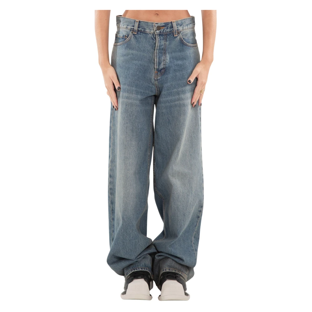 Haikure Oil Wash Loose Jeans Blue Dames