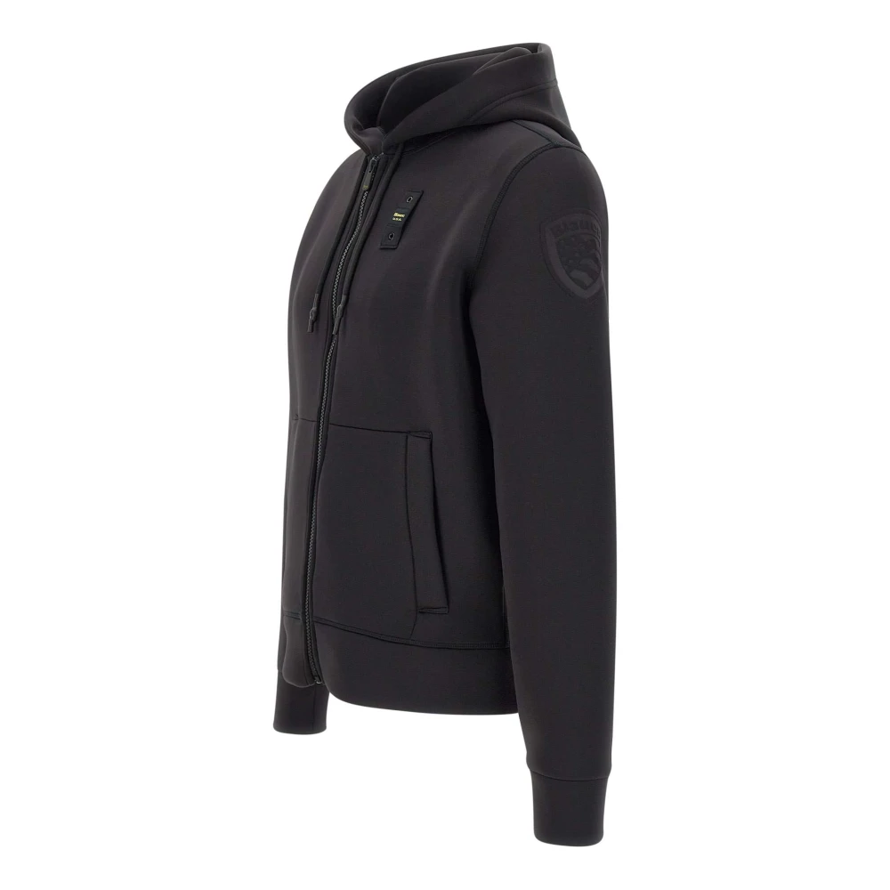 Blauer Zwarte Sweatshirt met Capuchon en Rits Black Heren