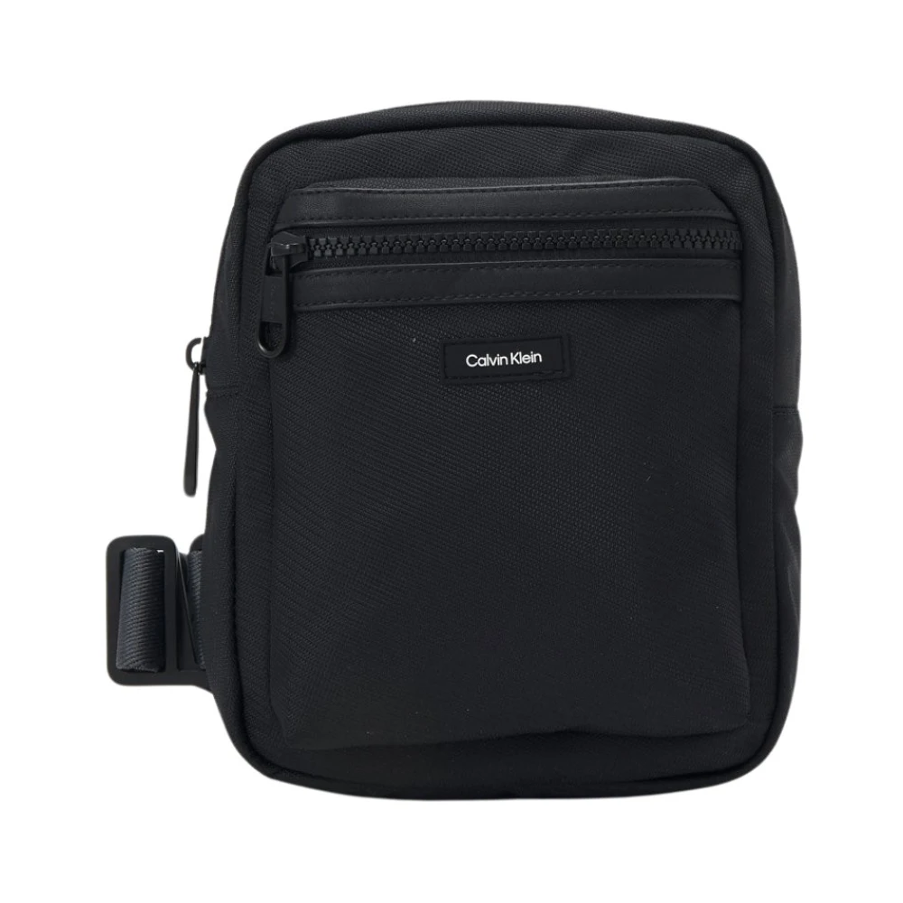 Calvin Klein Logo Patched Fabric Shoulder Bag Black, Herr