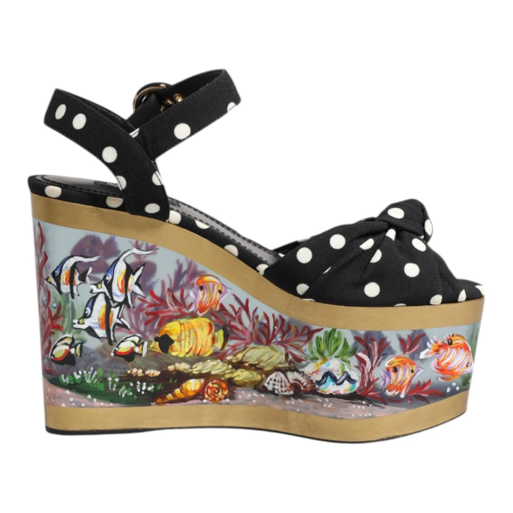 Dolce & Gabbana Vrouw Multicolor Schoenen Dames, Veelkleurig, 37 Eu, Vis Polka Dot Sleehak Sandalen