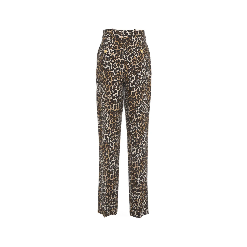 Elisabetta Franchi Bruine Geplooide Crepe Broek Dierenprint Brown Dames