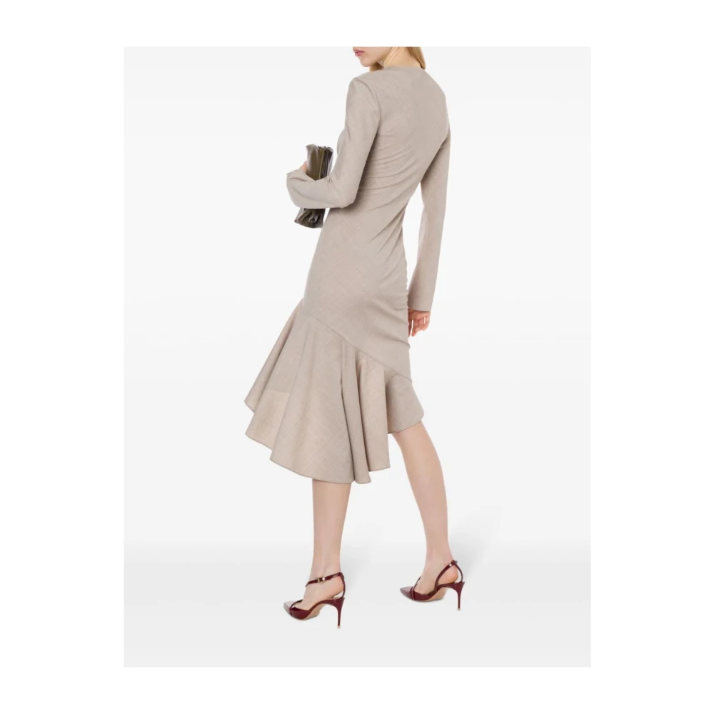Philosophy di Lorenzo Serafini Grijze Wollen Blend Ruche Jurk Gray Dames