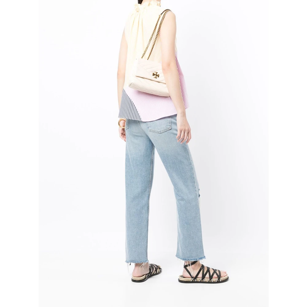 TORY BURCH Chevron Leren Schoudertas in Beige Dames