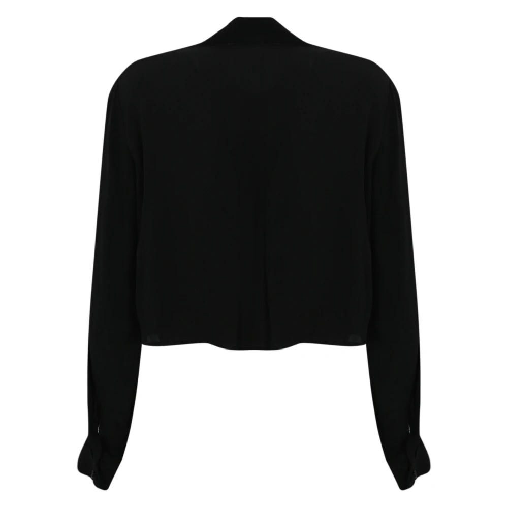 PATRIZIA PEPE Zwarte kanten detail viscose overhemd Black Dames
